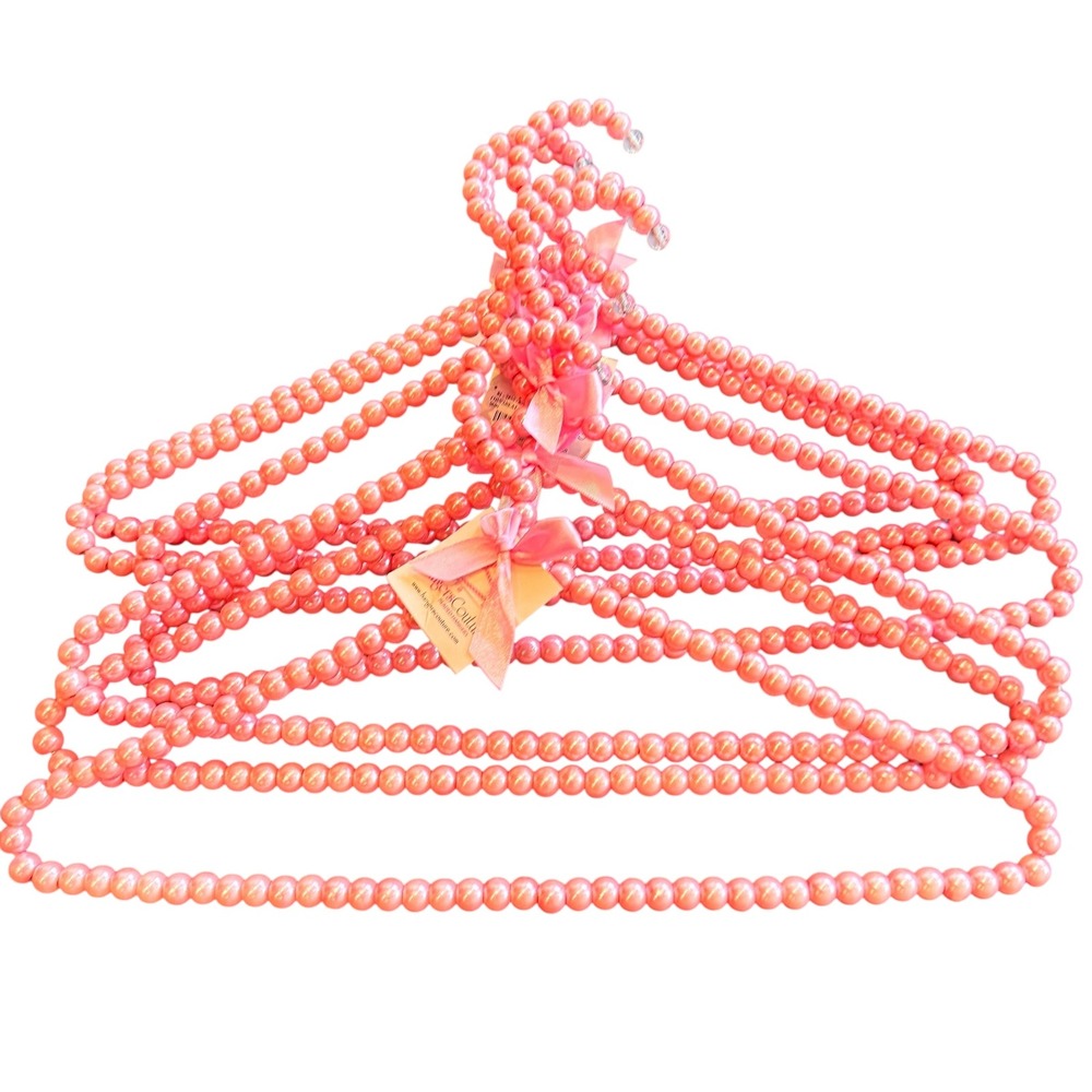 Hangers Couture Pink Faux Pearl Beaded Hangers Set of 10 NWOT